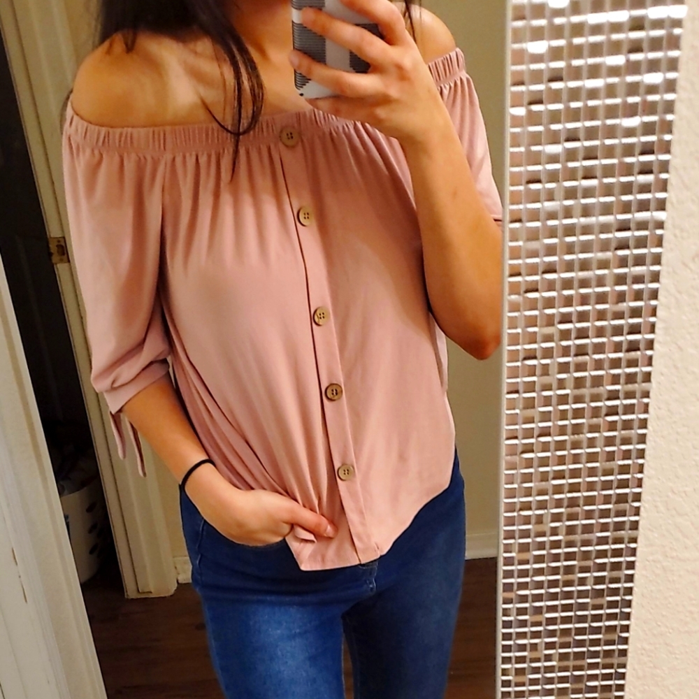 PINK OFF THE SHOULDER TOP